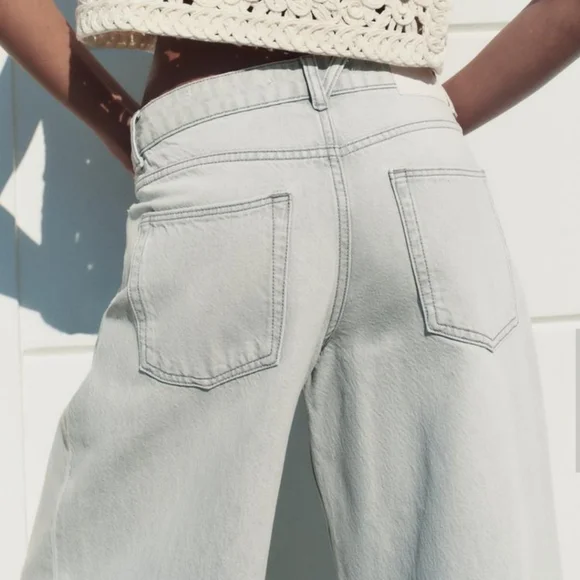 ZARA mid rise palazzo wide jeans grey - Picture 11 of 16